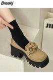 Spring New High-heeled Water Table Metal Decoration Solid Color Single Shoes Women Pumps Tacones Mujer Elegantes
