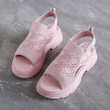 Summer New Platform Sandals for Women Leisure Sport Lightweight Wedge Heeled Diamondback Flying Woven Roman Women