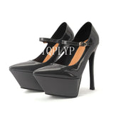 Platform Heels Top Quality Sexy Thick High Heels Platform Black Red Dress Party Wedding Lady Shoes for Women
