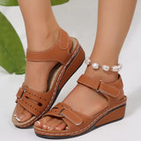 Breakj Summer Women's Thick Bottom Heel Sandals Large Size Fish Mouth Wearing A Word Slope And Thick-Soled