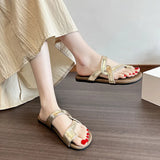 Breakj Design Flat-Bottomed Silver Toe Slippers Women 2025 Summer New Breathable Cool Drag Simple Leisure Outside Wearing Cold