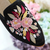 Breakj Single Shoes Cotton Shoes Pointed Shoes Muller Shoes Fashion National Style Women's Single Shoes Embroidered Cloth
