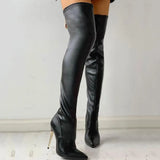 Breakj Autumn And Winter New Fashion Solid Color Fine High With Metal After Zipper Over The Knee Boots