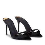 Breakj High-Heeled Shoes 2025 New Female Summer Fine Heel One-Word Drag Patent Leather Sexy Black Outer Wear Cold