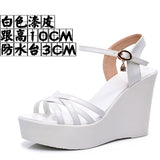 Breakj Super High Slope And 12Cm Fashion Cross With Small Size Women's Shoes One-Word Thick-Bottomed Waterproof Toe Women's