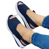 Breakj Women's Shoes Large Summer New Thick-Soled Simple Women's Single Shoes Magic Stick Casual Fish Mouth Sandals