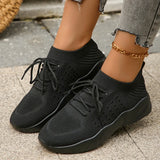 Size Women's Comfortable Breathable Knitted Sneakers Flat Low Top Casual Sports Shoes for Women 2024 Spring Zapatos