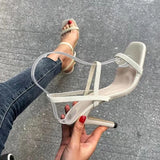 Women Sandals Pumps Summer Fashion Open Toe High Heels Shoes Females Narrow Band Thick Heels 8/10cm Party Ladies