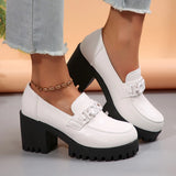Breakj New British Retro Fashion Thick-Soled Small Leather Shoes Waterproof Table Thick High Heel Large Size Women's Singles Shoes