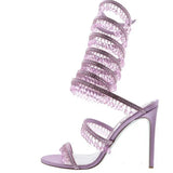 Breakj New External Code Rhinestone Gem Ankle Winding Thin Heel High Heel Round Head Runway Plus Size