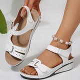 Breakj Summer Women's Thick Bottom Heel Sandals Large Size Fish Mouth Wearing A Word Slope And Thick-Soled