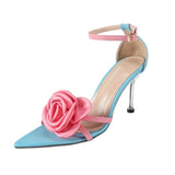 Breakj Rose Cross With Back Ankle With Pointed Fine Heel Blue