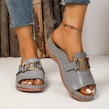 Breakj And Thick-Bottomed Slippers Women 2025 New Large-Size Casual Fashion Simple Metal Buckle Fish Mouth