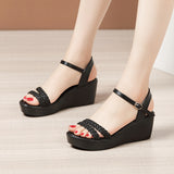 Heel Slope Sandals Women's 2023 Summer New Muffin Thick-Soled Fish Mouth Size 40-43 Open-Toed