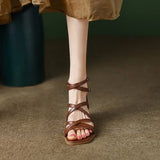 Breakj Back Zipper High Heel Sandals Women 2025 Summer New Word-Type Buckle With Retro Texture