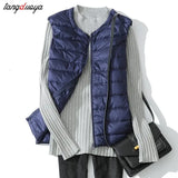 2023 Women Women Ultra Light Down Vests Slim Sleeveless Jacket Portable Girl Lightweight Windproof Waistcoat size 8XL