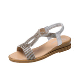 Breakj 2025 Summer New Water Drill Slope Heel Sandals Women With Roman Toe Fashion Sandals