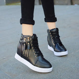 Spring And Autumn New Style Women's Shoes Round Head, Thick Soles, High Uppers, Lace-Up Casual Sports
