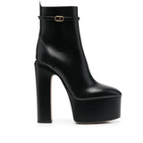 Breakj Winter New Round Head Thick With Super High Heel Waterproof Platform Side Zipper Fashion Show Plus Size Women's