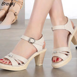 New Sandals Summer Elegant Women Shoes Fashion Rhinestone High Heel Sandals Real Leather Height Increase Fish Mouth