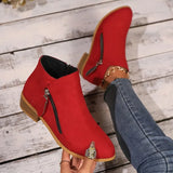 Breakj Thick Background Solid Color Tip Side Zipper Martin Boots 2025 Spring And Autumn New Short-Box Women