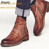 Men Boots Fashion Chelsea Boots Leather Ankle Boots Double Side Zipper Non-slip Shoes for Men Platform Boots Zapatos De