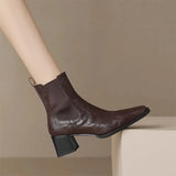Breakj Zi Yan Retro Black Square Head Short Boots Female Super High With Thick With Chelsea Commute In The 2023 Winter New