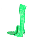 Breakj And Winter New Women's Boots Women Sexy High-Trace Zipper High-Slellaned Sharp Leather Tips Large Size Women