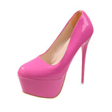 Autumn New Style High Heel Single Shoes Female Spell Color Fine Heel Sexy Single Shoe Waterproof Platform Ultra High Heel Nightclub Women's Shoes