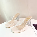 Breakj Slippers Women 2025 Summer New Word With PVC Wearing Fashion Crystal And Slippers