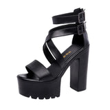 Tiangao Sandals 2023 New Muffin Thick Bottom Waterproof Table Thick Heel 15Cm Cross-Tie Nightclub Ultra-High