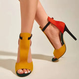 New Summer Yellow High Heels Women Gladiator Sandals Ankle Buckle Strap Fashion Stripper Ladies