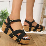 Design Chunky Platform Sandals for Women Summer 2023 Buckle Strap Wedge Sandles Woman Rivet Thick Sole Gladiator