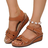 Breakj Summer Women's Thick Bottom Heel Sandals Large Size Fish Mouth Wearing A Word Slope And Thick-Soled