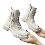 Breakj Boots Women 2025 Autumn And Winter New British Wind Coarse And Velvet Locomotive Boots Fashion Double Zipper Leisure Martin