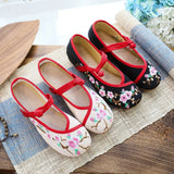 Breakj Cloth Shoes Women's Shoes Retro Square Dance Shoes Embroidered Shoes Shallow Mouth Low Heel Spring And Autumn Women's Single