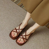 Breakj Head Beauty Flat Shoes 2025 Summer New Cross-Tieing Solid Color Women's Shoes Korean Version Of Temperament Fashion
