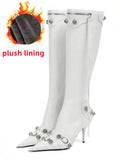 New Women's Boots Pointed Toe High-heeled Boots Paris Fashion Knee-high Boots European and American Party
