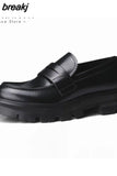 Size 35-40 Flats Shoes For Women Real Leather Casual Loafers High Heels Shoes Woman Fashion Platform Office Lady