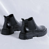 Breakj British Style Round Head Thick Bottom Martens Men's 2024 New Single Shoe Thick Heel Chelsea Boots