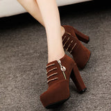 Breakj Coarse And Short Boots Women High Heel Single Boots Side Zipper Martin