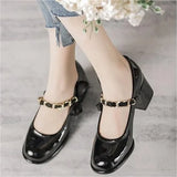 Breakj Jane Women's Shoes 2025 New Spring And Autumn British Wind Coarse Heeled High Heels French Thick Bottom Temperament Elegant Small Leather