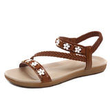 Breakj Sandals Women's Summer 2025 New Bohemian National Wind Weaving Flower Size Flat