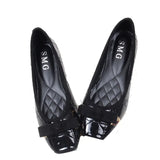 Leather flats women solid sewing ballerina plus size35-41 office shoes ladies espadrilles square toe bow-knot