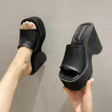 Breakj Cake Bottom High And Exposed Toe Slippers Women Outside The Slope And Large Beach Cold