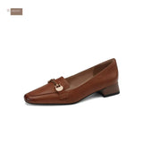 Breakj Single Shoes Small Square Heel In The Heel Autumn New Ladies Soft Leather Shoes Women's
