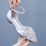 Breakj And Summer 2 Cm Flat Hedley Casual Sharp In The Hollow Sandals Square With Shallow Mouth Water Drill Buckle Bridal Shoes Wedding