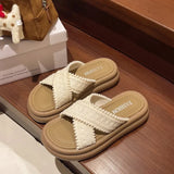 Breakj Summer New Fashion Wear Thick-Bottomed Slippers Women's Cake And Cross-Dexed Beach Cool