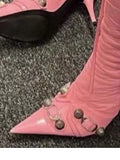 New Women's Boots Pointed Toe High-heeled Boots Paris Fashion Knee-high Boots European and American Party