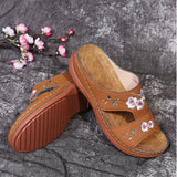 Breakj Summer New Women's Shoes Hollow Flowers Embroidered Sandals Slope And Large Size Women's